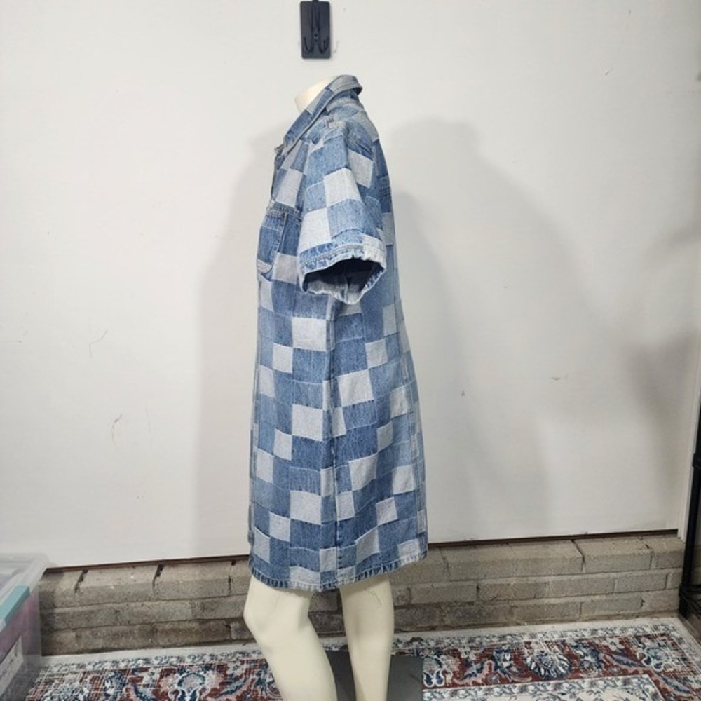 Ashley Stewart Blue Patchwork Denim Mini Dress - Picture 10 of 12